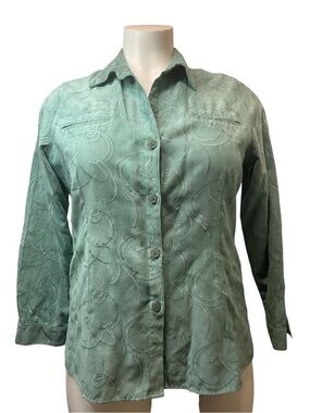 Sag Harbor Mint Green Embroidered Button-Down Shirt